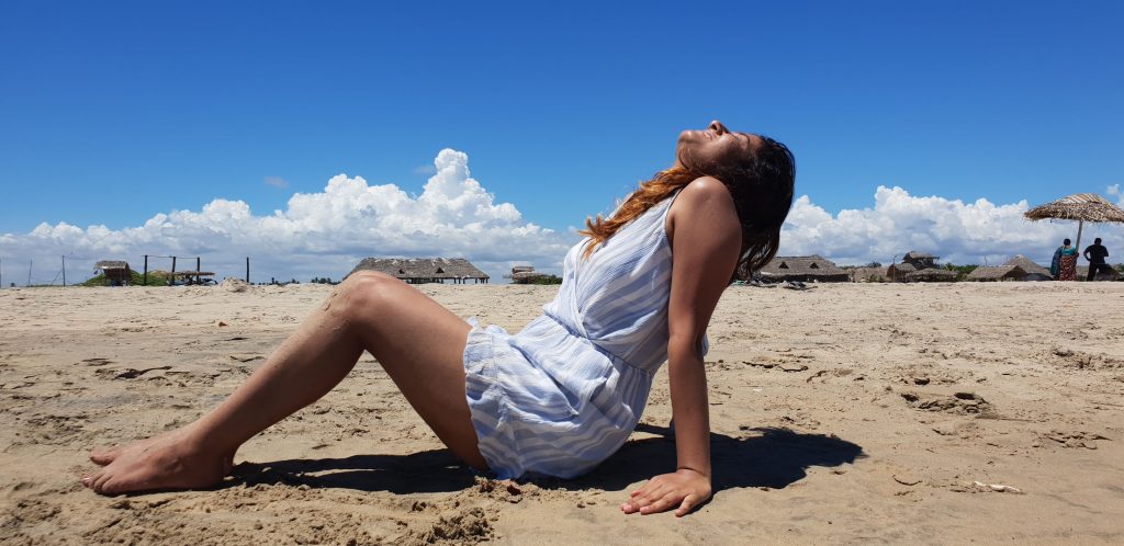 Getting the tan at Paradise Beach